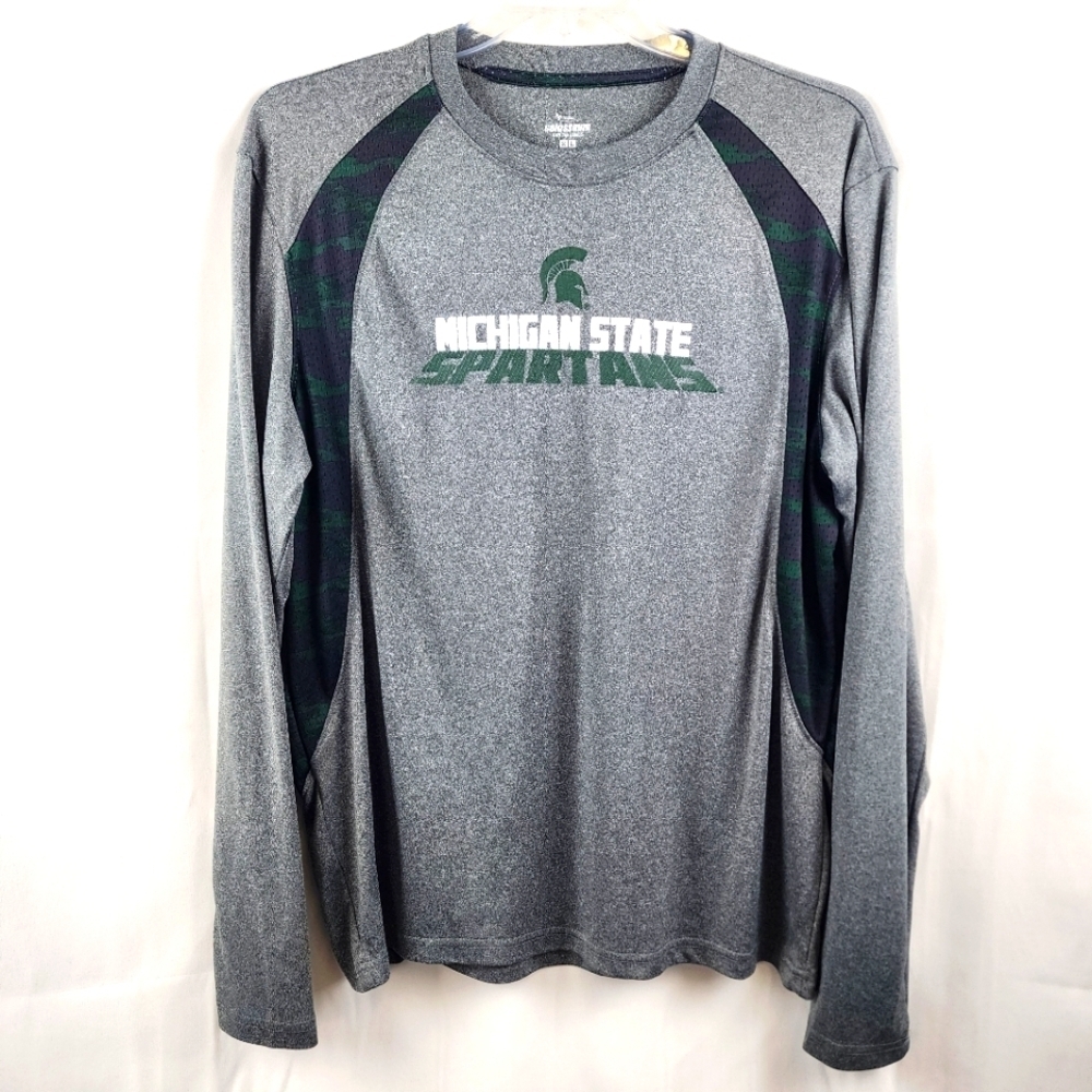 Michigan State Spartans Gray And Green Long Sleeve Shirt Size XL